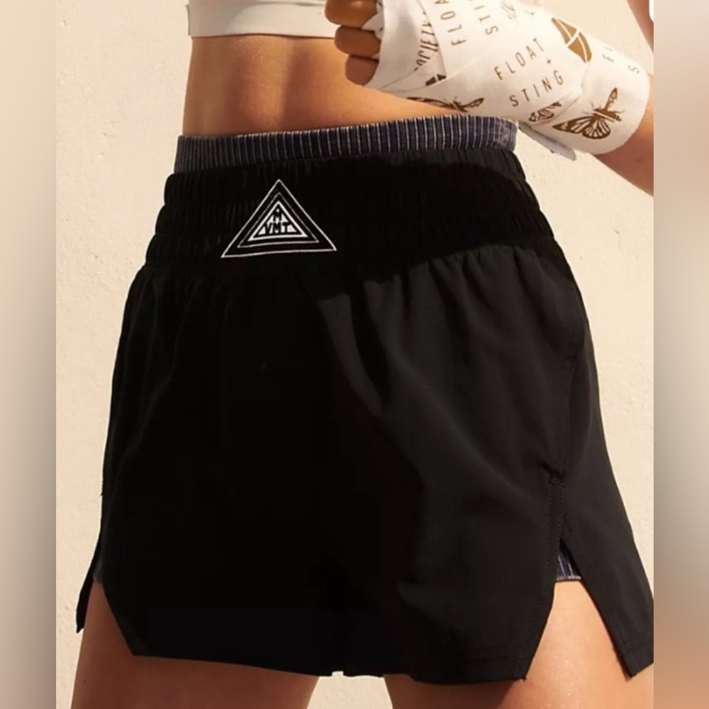 Free people black round athletic shorts small oversized